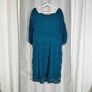 ING Dress Size 2X Teal Lace Flowy Romantic Feminine